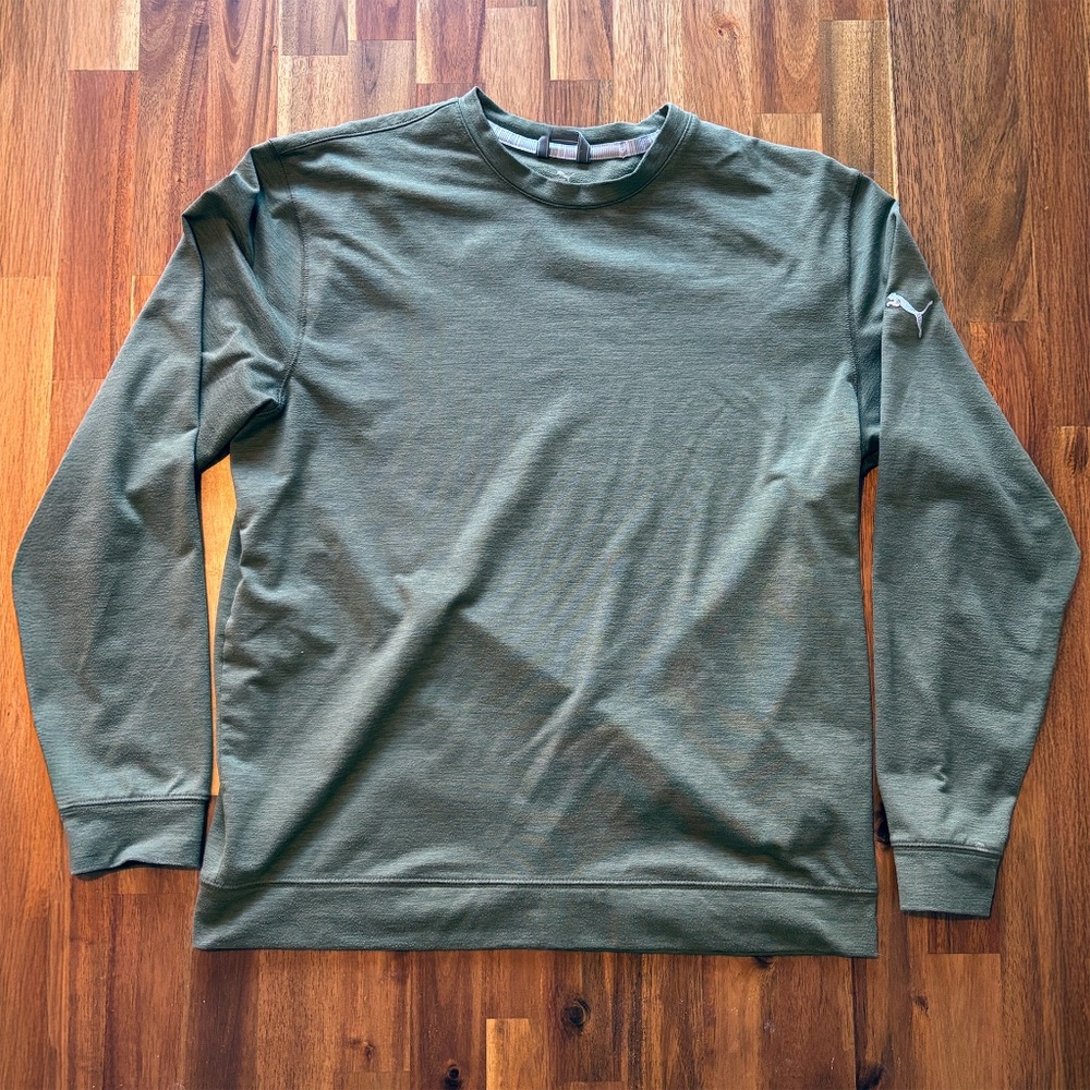Puma Performance Long Sleeve Shirt Men’s Small Olive Green Athletic Training Top